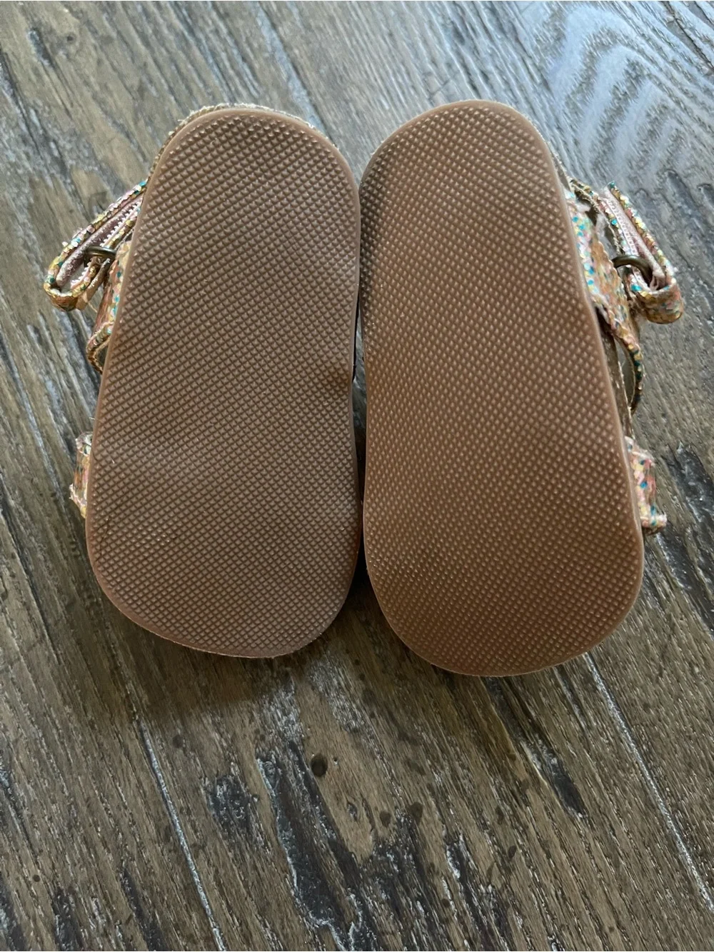Old Navy Rose Gold Multi Glitter Double-Strap Kids Sandals Size 6-12 Months